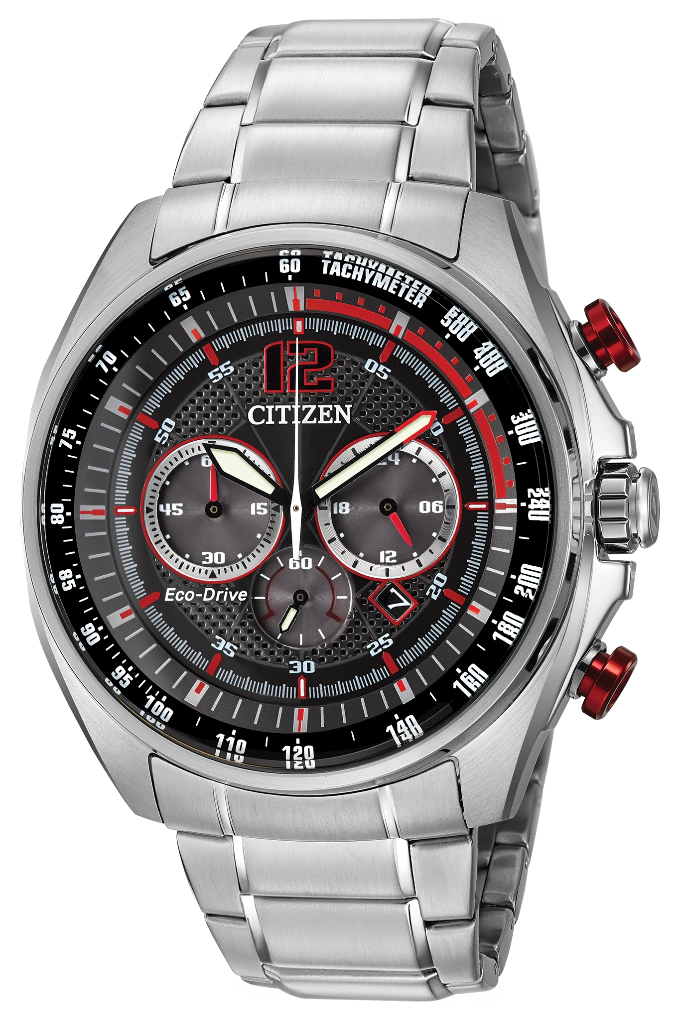 WDR - Men's Eco-Drive CA4190-54E Steel Red Accent Watch | CITIZEN